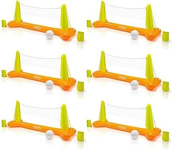 Intex Inflatable Floating Swimming Pool Toy Active Water Volleyball Sports Game with Net and Ball for Children and Adults, Multicolor (6 Pack)
