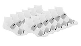 Saucony Men's Multi-pack Mesh Ventilating Quarter Socks (6 & 12 Pairs), White (12 Pairs), Large