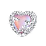 RUKYF Rose Heart Bead Charms for Br