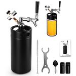 Dbgogo 128 OZ Mini Keg Growler Beer Tap System, 0-60 PSI Keg CO2 Regulator Stainless Core Draft Beer Faucet Self-Closing Spring Brew Hose Kegerator Craft Carbonation Dispenser for Small Refrigerator