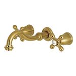 Kingston Brass Ks3127Ax Vintage 8" Center Wall Mount Vessel Sink Faucet, Satin Brass, 7-4/9" in Spout Reach