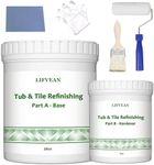 LIFVEAN Tub & Tile Refinishing Kit Bathtub Countertop Paint Kit White Coating Bright Gloss Sink Reglazing Kit White 33oz