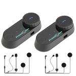 FreedConn T-COM VB Motorcycle Bluetooth Headset, Motorbike Headphone Speaker Communicaton System BT5.0 Wireless Helmet Intercom Earphone for 2 Riders Intercom/Universal Pairing/Boom&Soft Mic 2Pack