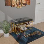 ETIQUETTE ART Luxurious Shoe Bench with Golden Shoe Shelf,Velvet Upholstered Shoe Rack Bench Shoe Organizer,Modern Entryway Bench Shoe Storage Bench Seat (Grey-Gold)