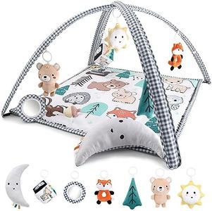 The Peanutshell 7 in 1 Baby Play Gym, Activity Center and Tummy Time Mat, Woodland Animals