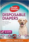 Simple Solution Disposable Dog Diapers for Female Dogs, True Fit, Absorbent, Leak Proof with Wetness Indicator, XL Puppy & Doggie Period Pad and Pee Diaper, for Large Pets, 18-27 Inch Waist, 12 Count