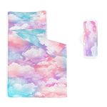 HOSIMA Nap Mat -Colorful Clouds Sleeping Bag with Removable Pillow - Daycare and Sleepovers Preschool Kindergarten Bedding Set for Kids Toddler Boys Girls(Clouds Large)