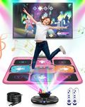 Acelufly Dance Mat - Electronic Dance Mats for TV with Camera, Anti-Slip Exercise Mat with 2 Wireless Handles & Colorful Disco Ball, Dance Pad Game for Kids and Adults, Gift for Boys and Girls (Pink)