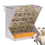 LZWUNYXE Goat Hay Feeder,2 in 1 Goat Feeders Hanging Large Capacity 22" H Hay and Grain Feeder Cattle Feeder Trough with Heavy Duty Alloy Steel Livestock Feeder for Horse Goat Sheep Camel Donkey