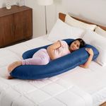 Wakefit Pregnancy Pillow for Pregnant Women | 3 Month Warranty | Maternity Pillow, Pregnancy Gifts for Women, Maternity Pillows for Pregnancy Sleeping, Diwali Gifts, Velvet Cover, G-Shape (Blue)