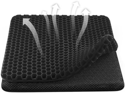 wiksite Gel Seat Cushion, Honeycomb Design Double Thick Gel Cushion with Cloth Cover Ergonomic & Cool Seat Cushion for Home Office Chair Car Wheelchair Sitting Seat Cushion, Black