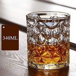 SYANKA Italian Premium Classic Old Fashioned Whiskey Glasses Set of 6, 340ml, Transparent, Whisky Glass