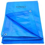 Mipatex Tarpaulin Sheet Waterproof Heavy Duty 50ft x 30ft, Poly Tarp with Aluminium Eyelets Every 3 feet - Multipurpose 150 GSM Plastic Cover for Truck, Roof, Rain, Outdoor or Sun (Blue)