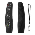 Caldipree Silicone Full Wrap Remote Case Compatible with LG AN-MR19BA AN-MR600 Magic Remote with Lanyard (Black)