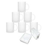 MR.R 11oz Set of 6 Sublimation Blanks Frosted Glass Mug,Coffee Mugs with Handle for Heat Thermal Coating Transfer