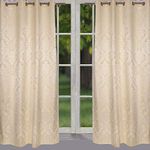 Home- The Best is for You Cotton Self Design/Woven Grommet Heavy Fabric Curtains - Pack of 2 (Cream_Damask, 5 Feet_Window)