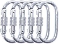 Heavy Duty Carabiner Clip Climbing Carabiner(25kn=5600lbs), Screw Locking Heavy Duty Safety Caribeener Clips Multipurpose for Climbing, Rigging, Ropes, Hammocks (O Shape, 5pack)