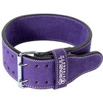 Powerlifting Belt/Weight Lifting Belt - 10mm Double Prong - 4-inch Wide Suede Leather - Power Back Support for Weightlifting, Strength Training, Strongman - Men & Women (Medium, Purple)