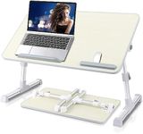 LapDesk, Adjustable Laptop Table, Foldable Laptop Bed Desk, Portable Bed Tray Laptop Desk for Eating, Reading, and Working (White)