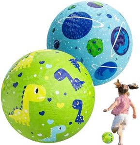 U&C Planet 2 Pack Playground Balls for Toddler Kids 8.5 inches Cartoon Rubber Balls with Pump Dodgeball Kickball Outdoor Indoor Game Great Gift for Boys Girls Aged 1 and Above