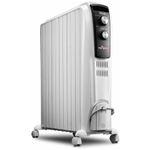 De'Longhi Dragon TRD04 1025 Dragon Oil Radiator 2500 W (Heat Release), 1100 Watt, 52 x 16 x 65 cm, White, 230 V ~ 50 Hz