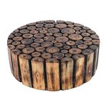 Inception Global Round Small Wooden Plant Stand - 5x12x12 Inches