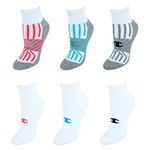 Champion womens Ankle (Pack of 6), White/Blue Stripes, 5-9