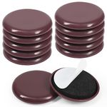 GINOYA 2 inches Stick Furniture Sliders, 12pcs Round Furniture Glides for Easy Moving on Carpet Hardwood (Coffee)