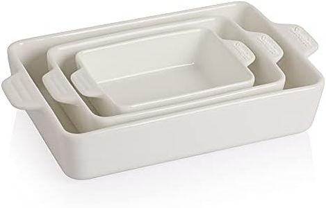 SWEEJAR Ceramic Bakeware Set, Rectangular Baking Dish Lasagna Pans for Cooking, Kitchen, Cake Dinner, Banquet and Daily Use, 11.8 x 7.8 x 2.75 Inches of Casserole Dishes (White)
