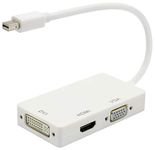 zdyCGTime 1080P Mini DP 3-in-1 Converter,Mini DP(Thunderbolt) Male to HDMI/VGA/DVI Female Video Converter Cable,Compatible with Mini DP Interface laptops,Monitors,HDTVs,projectors,etc.(27cm/1Pack)