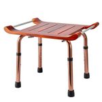 Adjustable 7 Height Shower Bench with Arm Teak Bath Chair Stool Bench with Non-Slip Feet for Pregnant Elderly Senior Handicap Disabled