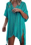 Womens Beachwear Cover Ups, Women's Bathing Suit Cover Up Beach Bikini Swimsuit Swimwear Crochet Dress (Green)