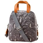 Nestasia Velvet Insulated Lunch Bag For Office Women & Men | Quilted & Embroidered Design With Adaptable Shoulder Strap | Fits 1 Litre Bottle | Grey