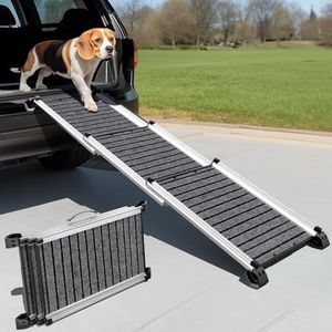 KOLOTOOL Dog Ramp for Car 63" L x 17", Telescoping Portable Pet Ramps 440LBS Capacity with Non-Slip Surface for Small Medium Dogs to Get in Car Outdoor