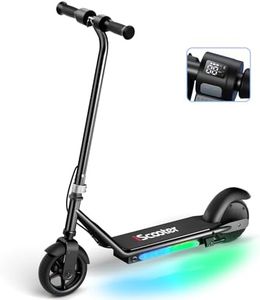 iScooter IK3 Electric Scooter for Kids Ages 6-14, 150W Motor, LED Display, 3 speeds Adjustable, Colorful Lights, Double Brake, Kids Electric Scooter with Magnetic Charging, Gifts for Kids (Black)