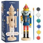 THE TWIDDLERS - Paint Your Own Mouse King Wooden Nutcracker Soldier, 20cm - Handmade DIY Kit, Pine Wood Traditional Rat King Ornament, Christmas Decoration with Moving Parts, Paint Set & Stickers