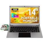 Portable Monitor, 14inch 1080P FHD Lapdock Portable Screen Computer Monitor with Keyboard Compatible with Raspberry Pi 5/4/3, Mini PC, Smart Phone, Laptop, CrowView Note Small Monitor Built-in Battery