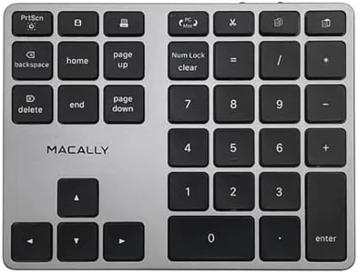 Macally Bluetooth Number Pad for Laptop - Slim Aluminum Design - Rechargeable Wireless Numeric Keypad - 35 Key Numpad Keyboard for Data Entry - for Mac, MacBook Pro/Air, iPad, iPhone, iOS, PC, Android
