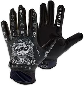 Battle Speed Freak Sports Football Gloves, Ultra-Tack Sticky Pro-Style Receiver Gloves, Football Sticky Receiver Gloves, No Slip Football Gloves - Adult & Youth (Black, Medium, Adult)