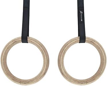 ProsourceFit Wooden Gymnastics Rings with Straps for Total Body Conditioning at Home