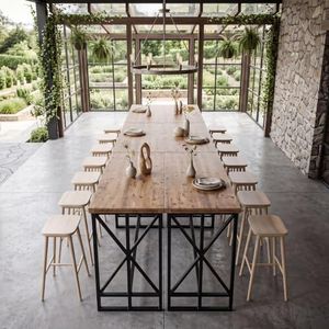 TRIBEWOOD Solid Wood Bar Height Table Set of 6 for Home&Commercial Use