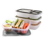 EasyLunchboxes® - Bento Lunch Boxes - Reusable 3-Compartment Food Containers for School, Work, and Travel, Set of 4 (Earth Tones)