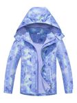 SERENYOU Girls Waterproof Jacket Kids Fleece Lined Raincoat Girl Windbreaker Girls' Rain Coat with Removable Hood Violet UK:11-12 Years(manufacturers's size: 150)