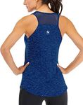 ICTIVE Workout Tank Tops for Women Breathable Mesh Racerback Tank Tops Muscle Tank Workout Tops for Women Yoga Tops for Women Loose fit Backless Running Tank Tops Gym Tops Dark Blue M