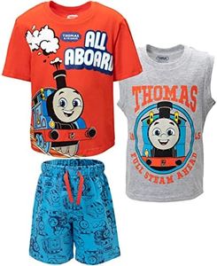 THOMAS & FRIENDS Tank Engine Toddler Boys 3 Piece Outfit Set: T-Shirt Tank Top Shorts 5T