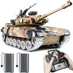 Supdex RC Tank, 1:18 Aluminium Alloy Tracks Remote Control Model Tank Toys, 2.4Ghz RUS T-90 Army Tank with Smoke, Light &Sound, RC Military Vehicle That Shoots BBS and Water Bullets for Adult and Kid