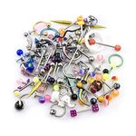 BodyJewelryOnline Randomly Picked Body Jewelry Pack [50 Pieces: Belly/Nose/Nipple/Tongue/Ear/Lip Rings], Package May Include Plugs/Bars/Belly/Industrial/Acrylic/316L Surgical Steel Jewelry