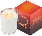 HERZWÄRMER Heart Inlay Candle in Glass Cup with Reflective Inside in Design Gift Box - A Special Candle Present for Easter, Mothers Day and Birthdays (White Cup Red Box)