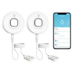 DAYTECH WiFi Water Sensors for Leaks 110dB Sump Pump Alarm with Phone Alerts and 6.5ft Detector Cable Smart Water Alarm for Basement/Laundry Room/Kitchen, 2-Pack(2.4G WiFi Only)