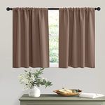 RYB HOME Small Window Curtains - Half Window Decor Blackout Window Shades for Living Room, Short Curtains for Cafe Shop Bathroom, 42 inches Wide x 36 inch Long, Mocha, 2 Panels